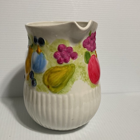 Libbey 2001 Fruit Pitcher White with Hand Painted Bright Colors 8" x 5.25" - Picture 7 of 9